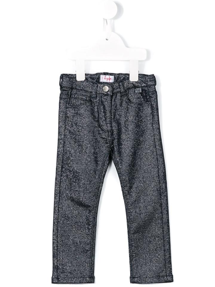 Il Gufo Metallic Jeans, Girl's, Size: 10 Yrs, Blue