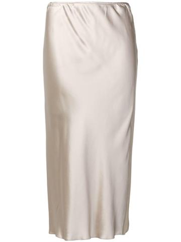 Priscavera Satin Midi Skirt - Neutrals