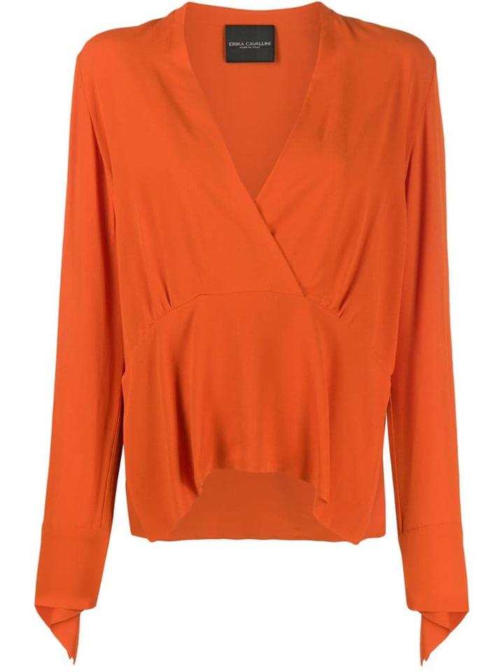 Erika Cavallini Satin Drop Dart Blouse - Orange
