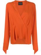 Erika Cavallini Satin Drop Dart Blouse - Orange