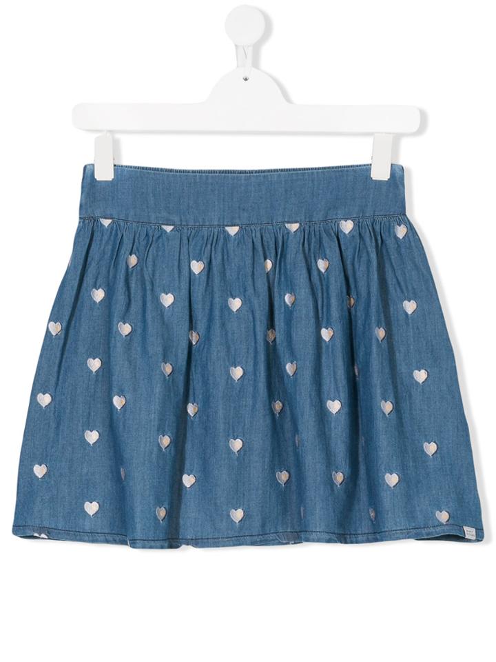 Little Marc Jacobs Teen Heart Cutout Denim Skirt - Blue