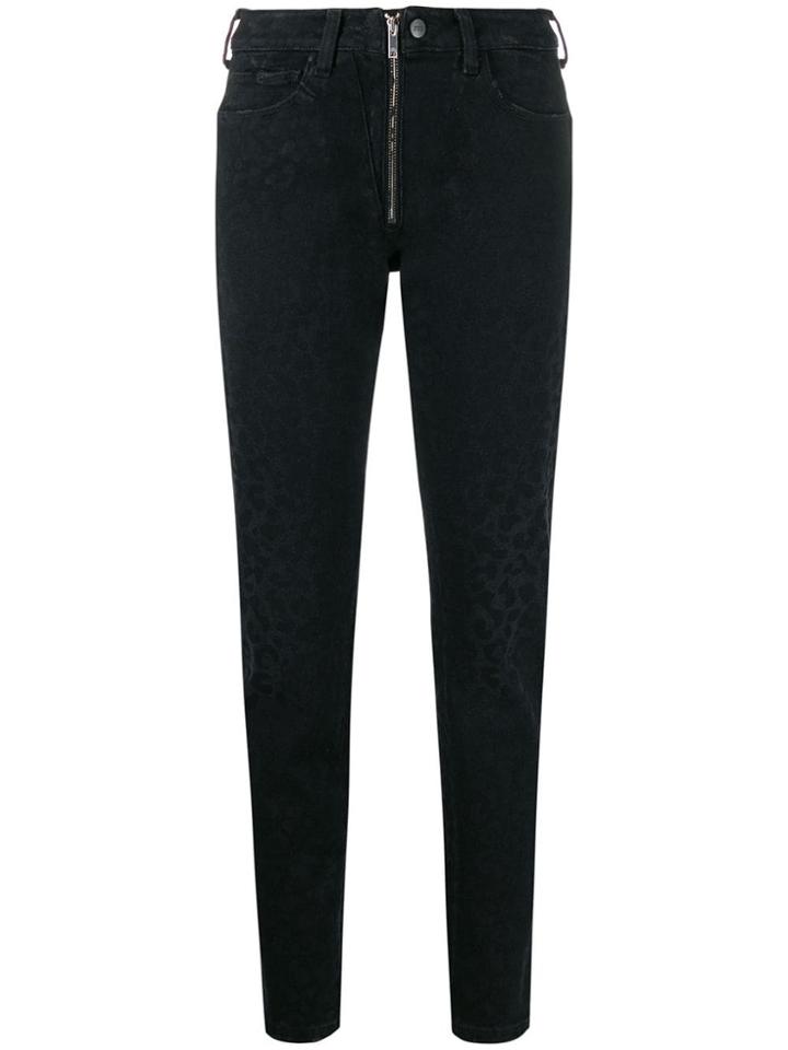 Marcelo Burlon County Of Milan Rinse Wash Leopard Print Jeans - Black