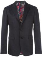 Etro Peaked Lapel Blazer, Men's, Size: 48, Black, Silk/cupro