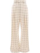 Jw Anderson Windowpane High Waisted Wide Leg Trousers - Neutrals