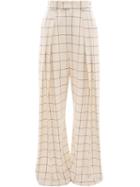 Jw Anderson Windowpane High Waisted Wide Leg Trousers - Neutrals