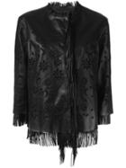 Ermanno Scervino Embroidered Jacket, Women's, Size: 46, Black, Leather/cotton