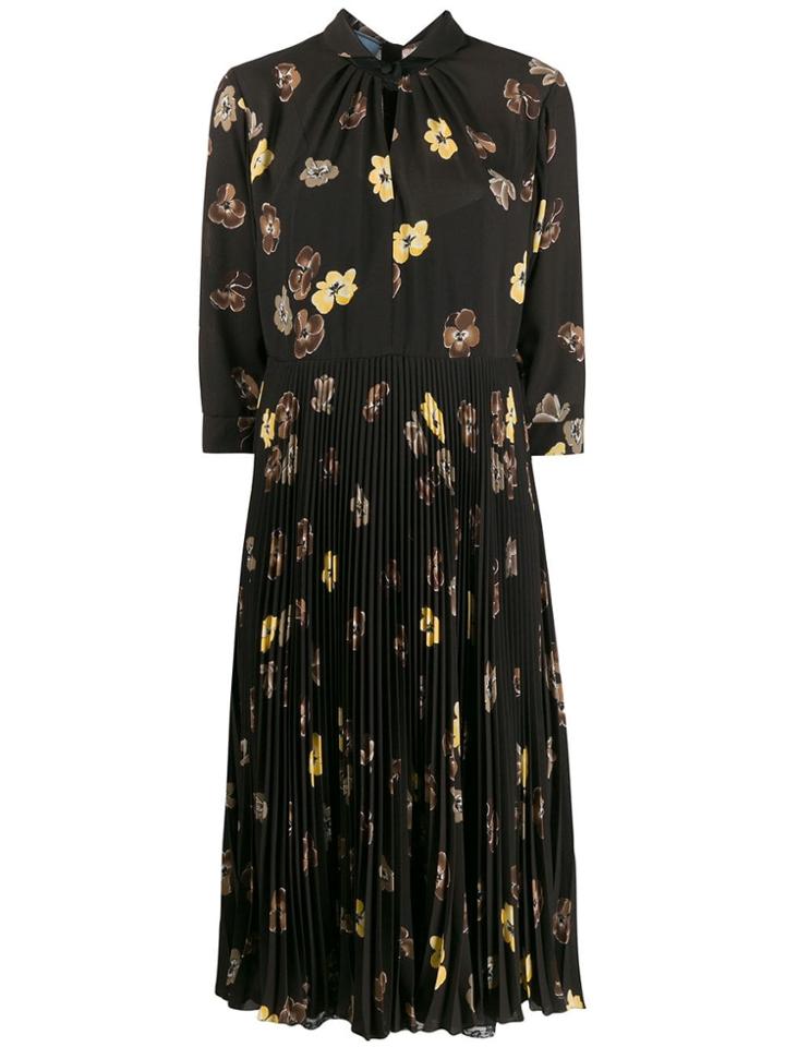 Prada Floral Printed Midi Dress - Brown