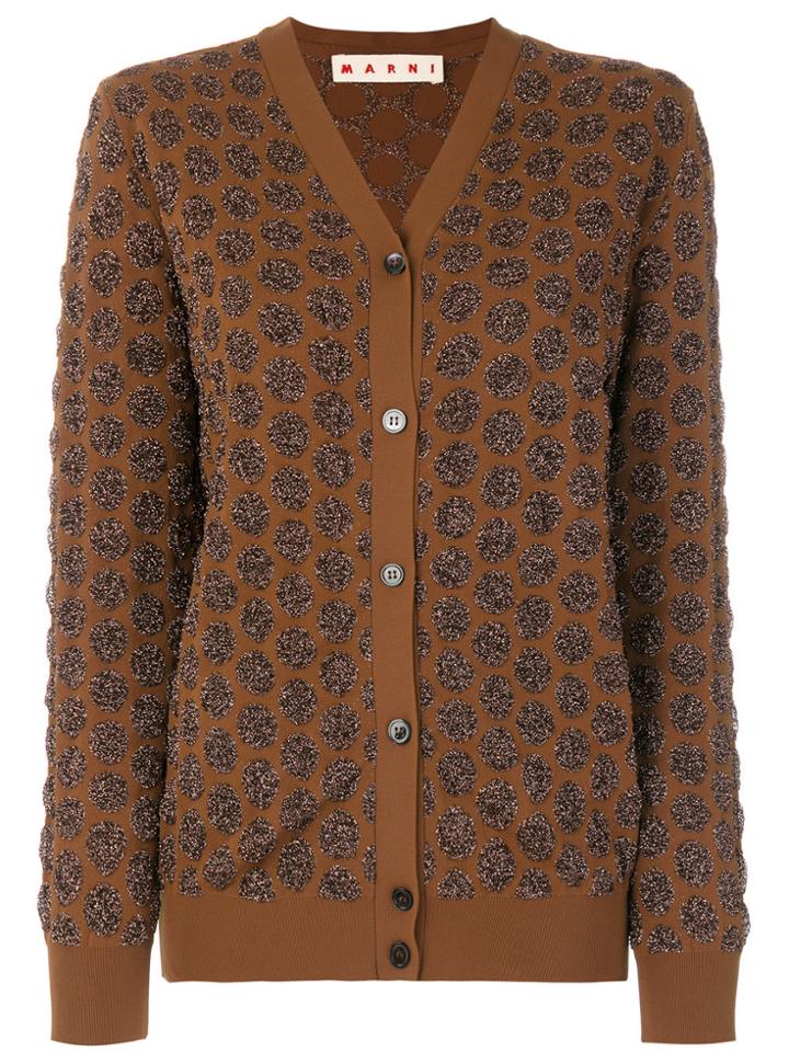 Marni Textured Dot Pattern Cardigan - Brown