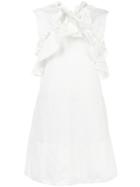 Marni Sleeveless Ruffled Dress, Women's, Size: 38, White, Cotton/linen/flax