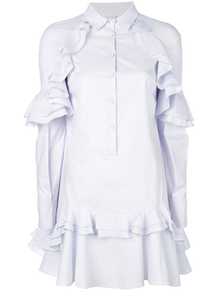 Antonio Berardi Ruffle Trim Shirt Dress - Blue