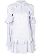 Antonio Berardi Ruffle Trim Shirt Dress - Blue