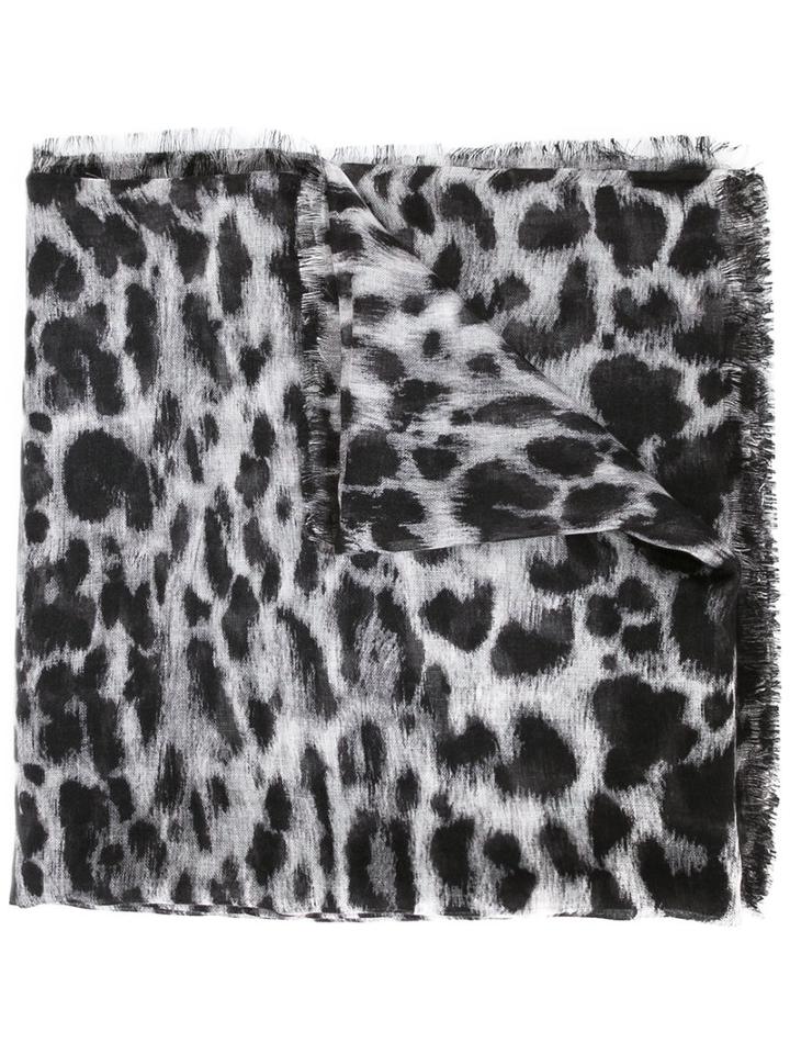 Saint Laurent - Leopard Print Scarf - Women - Silk/cashmere - One Size, Black, Silk/cashmere