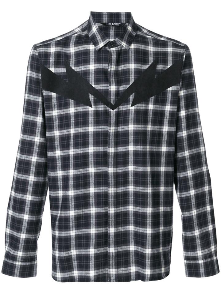 Neil Barrett Bolt To Bolt Checked Shirt - Black