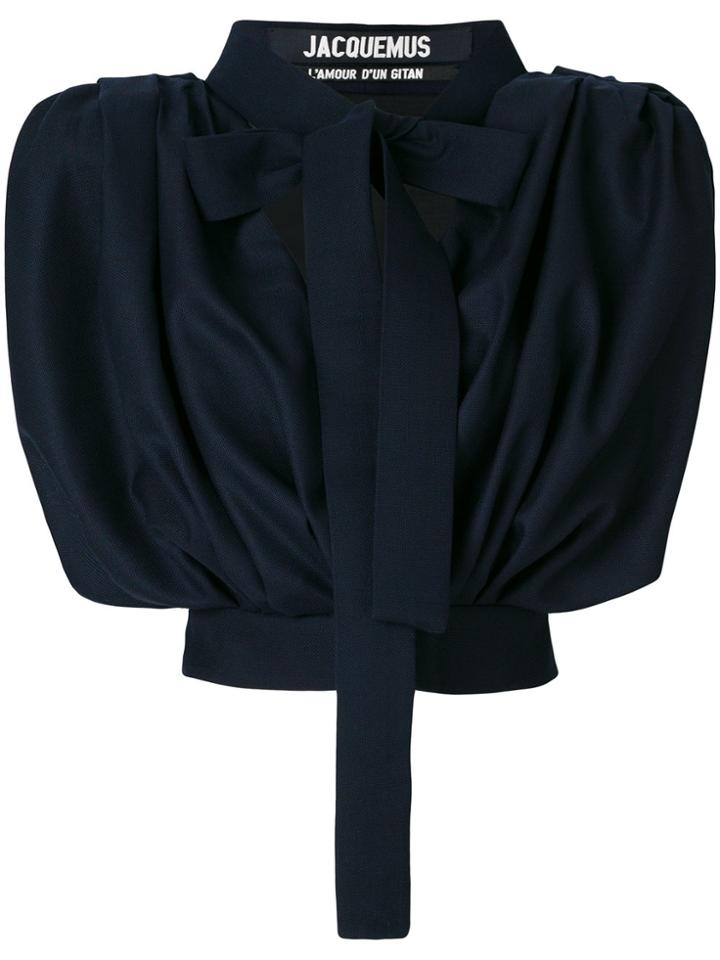 Jacquemus Pussy Bow Cropped Blouse - Blue
