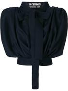 Jacquemus Pussy Bow Cropped Blouse - Blue