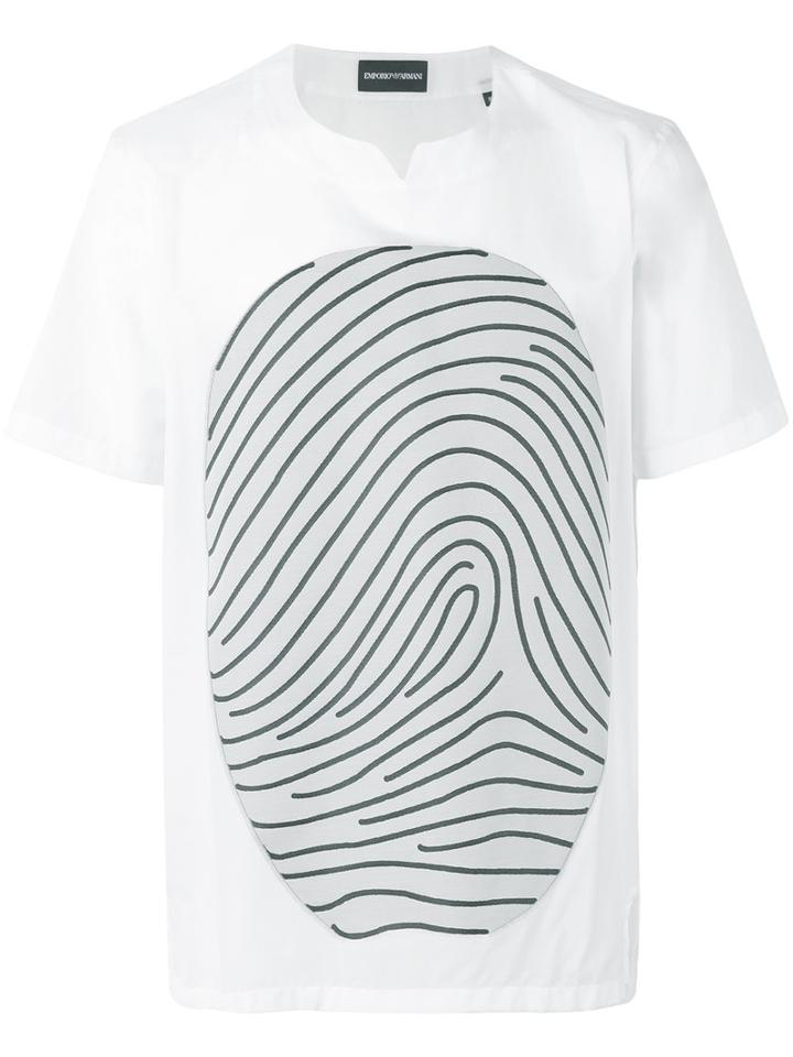 Emporio Armani - Fingerprint Printed T-shirt - Men - Cotton/polyester/viscose - M, White, Cotton/polyester/viscose
