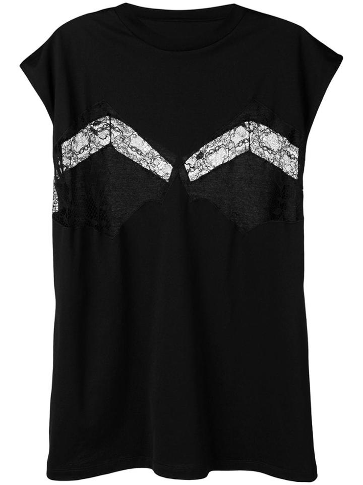 Maison Margiela Lace-panelled T-shirt - Black