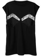 Maison Margiela Lace-panelled T-shirt - Black