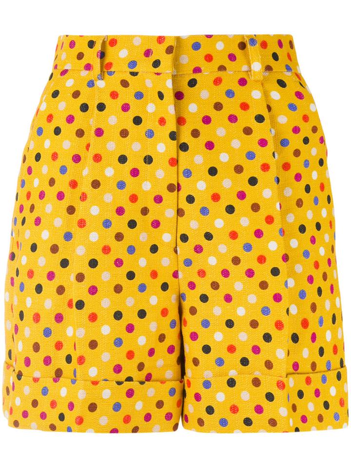 Printed Shorts - Women - Cotton/linen/flax/acetate/viscose - 44, Yellow/orange, Cotton/linen/flax/acetate/viscose, Rossella Jardini