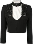 Alexander Mcqueen - Embroidered Cropped Jacket - Women - Silk/polyamide/cupro/wool - 42, Black, Silk/polyamide/cupro/wool