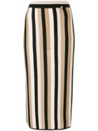 Elisabetta Franchi Striped Midi Skirt - Black