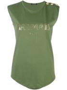Balmain Logo T-shirt, Women's, Size: 42, Green, Cotton