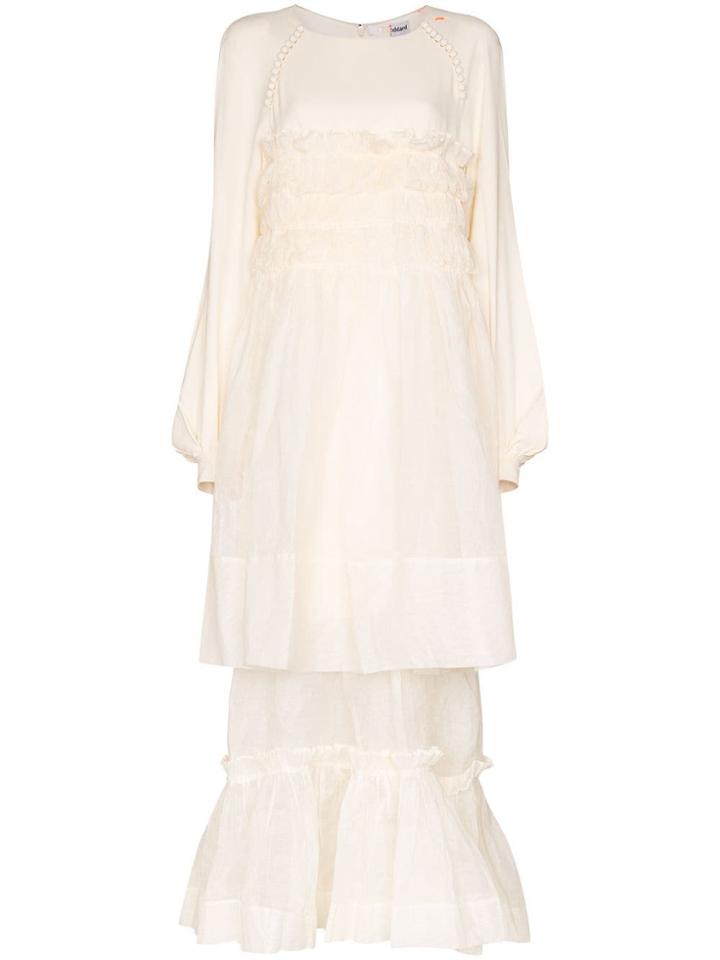 Duran Lantink Ruffle Detail Tiered Dress - Neutrals