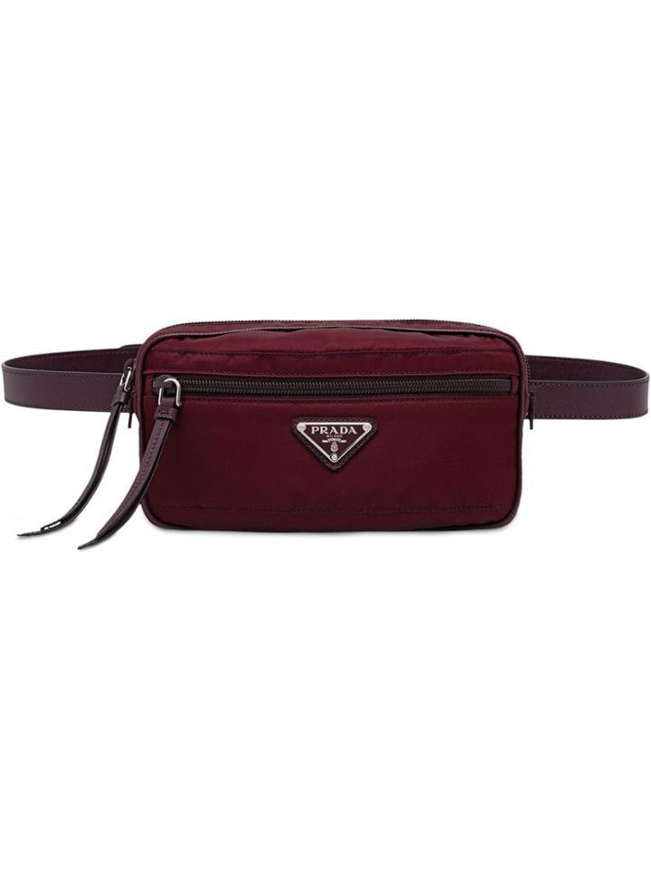Prada Fabric And Leather Belt Bag - Red