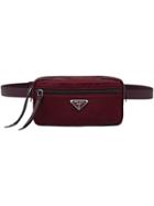 Prada Fabric And Leather Belt Bag - Red