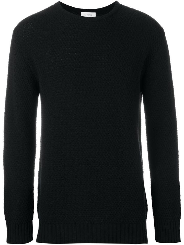 Soulland 'ricketts' Honey Comb Sweater, Men's, Size: Small, Black, Polyamide/wool