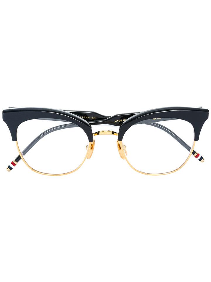 Thom Browne - Cat Eye Shaped Frames - Unisex - Acetate/metal (other)/18kt Gold - One Size, Blue, Acetate/metal (other)/18kt Gold