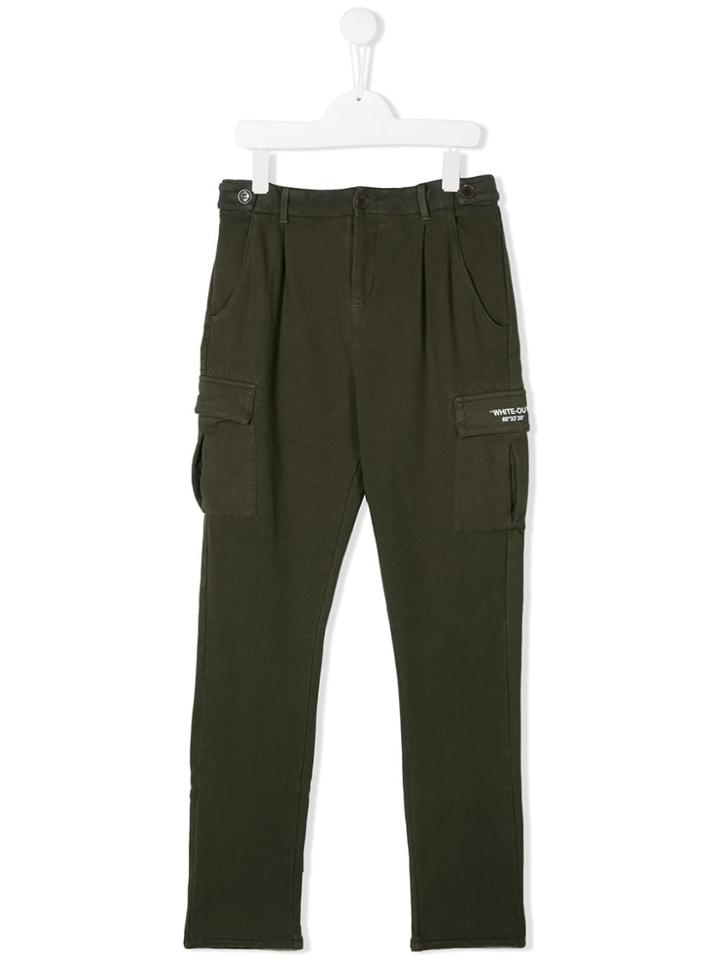 Paolo Pecora Kids Teen Straight Leg Cargo Trousers - Green