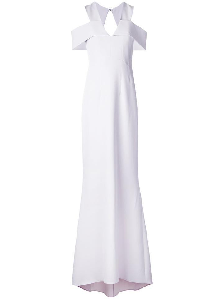 Safiyaa London V-neck Gown, Women's, Size: 38, Grey, Elastodiene/polyester