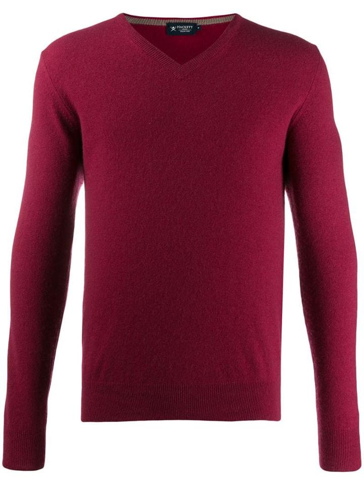 Hackett V-neck Knit Sweater - Red