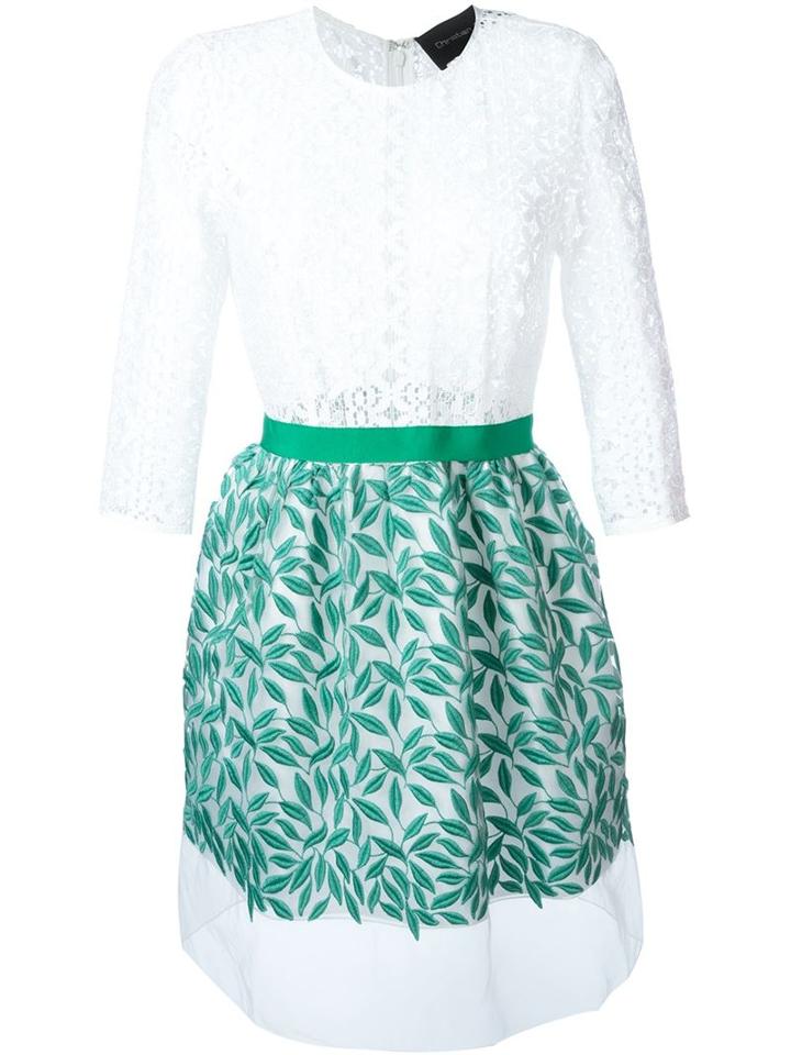 Christian Pellizzari Leaf Embroidery Half Lace Dress