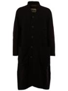 Ziggy Chen Mandarin Neck Mid-length Coat, Men's, Size: 48, Black, Cotton/linen/flax/wool