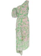Preen By Thornton Bregazzi Jane Asymmetric Shoulder Pleated Dress -