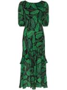 Rixo Cheryl Printed Midi-dress - Green