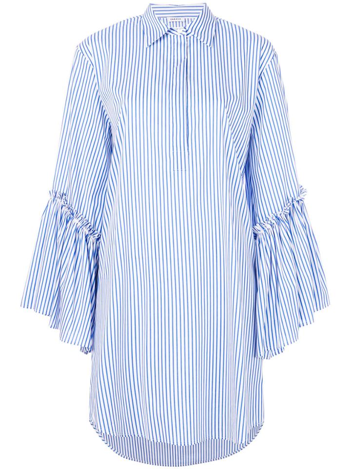 P.a.r.o.s.h. Ruffle Sleeved Shirt Dress - Blue