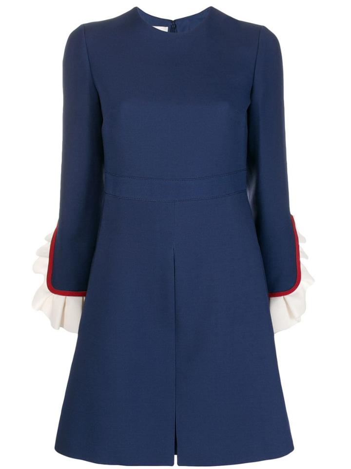 Valentino Ruffled Sleeve Tailored Dress - Blue