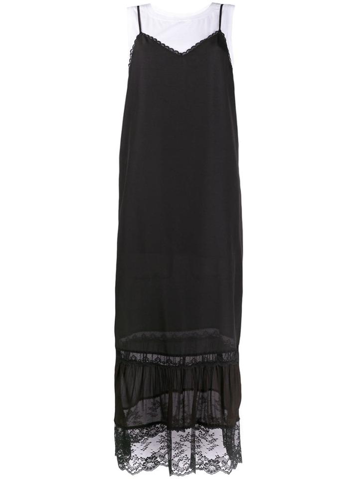 Twin-set Lace Hem Shift Dress - Black