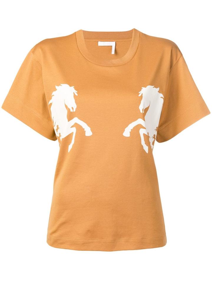 Chloé Boyish Horse-print T-shirt - Brown