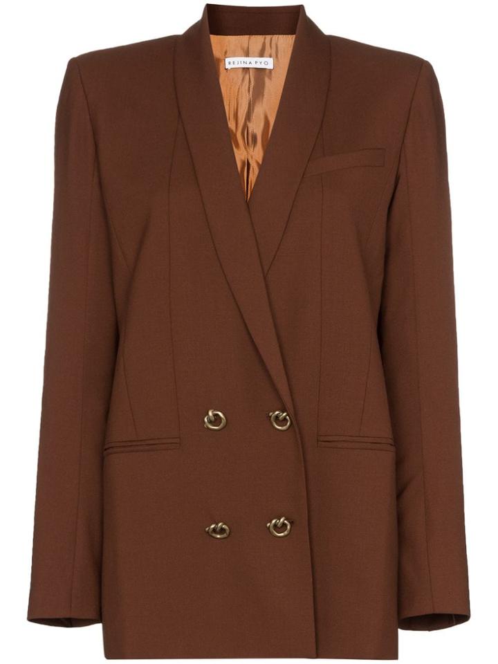 Rejina Pyo Double-breasted Wool Blazer - Brown