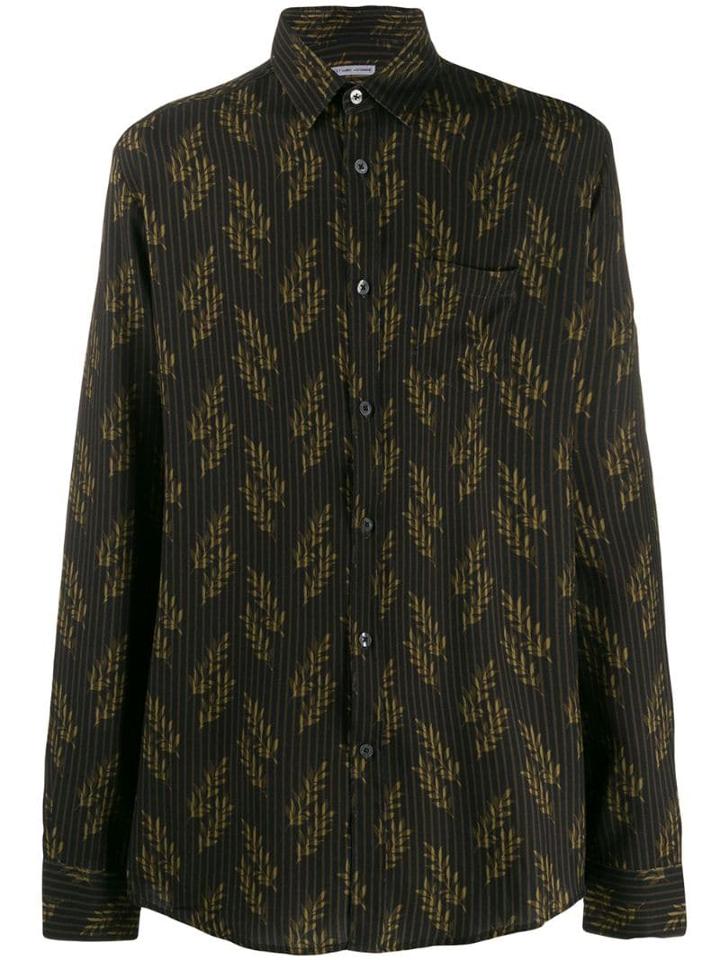 Daniele Alessandrini Leaf Print Shirt - Black