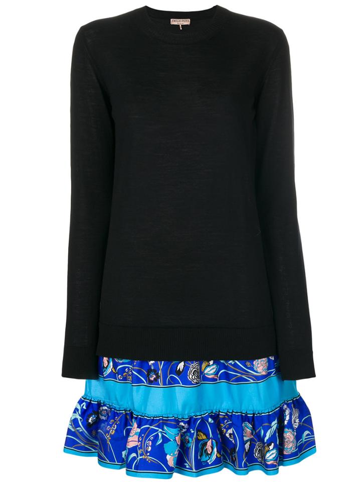Emilio Pucci Floral Detail Jumper Dress - Black