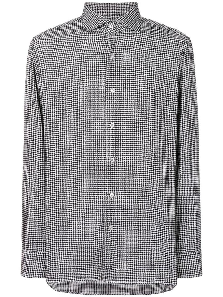 Tom Ford Tailored Houndstooth Print Shirt - White