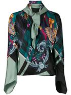 Salvatore Ferragamo Silk Susanne Wrap Blouse - Green