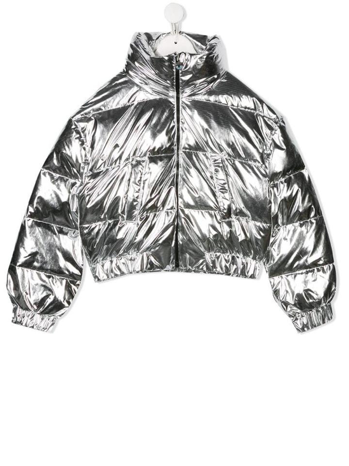 Chiara Ferragni Kids Metallic Puffer Jacket - Silver