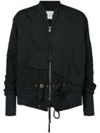 Greg Lauren Asymmetric Popper Detail Bomber Jacket - Black