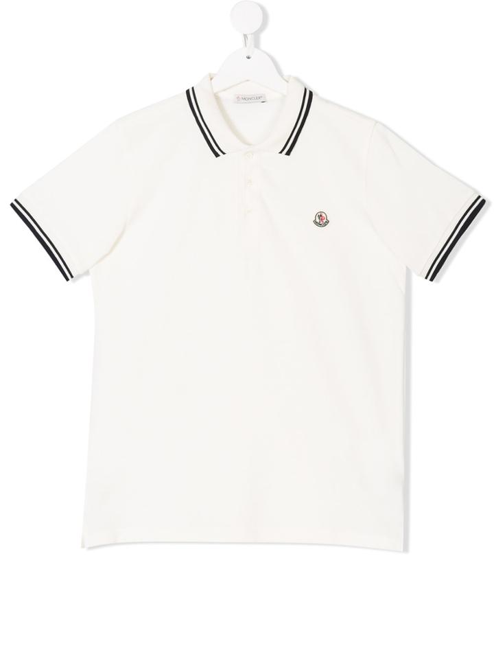 Moncler Kids Teen Logo Polo Shirt - White